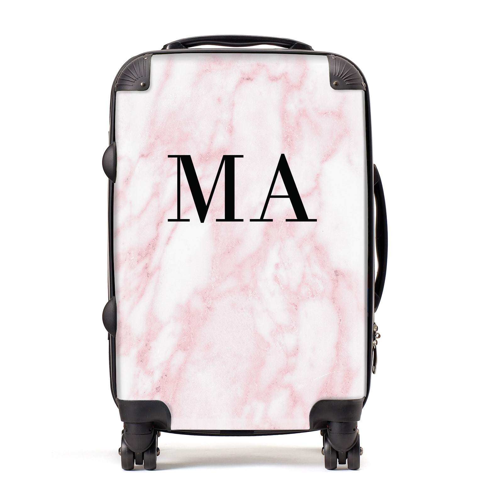 Pink Marble Initials Personalised Suitcase