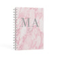 Pink Marble Monogram Personalised A5 Hardcover Notebook Second Side View