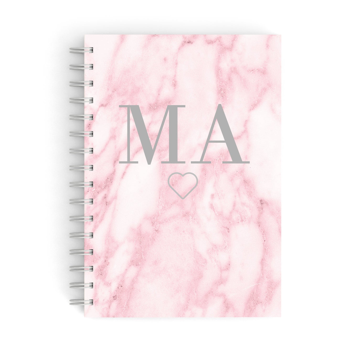 Pink Marble Monogram Personalised A5 Hardcover Notebook