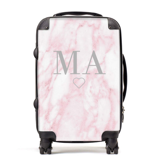Pink Marble Monogram Personalised Suitcase