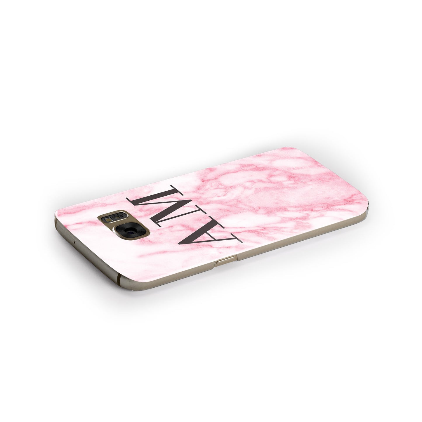 Personalised Pink Marble Monogrammed Samsung Galaxy Case Side Close Up