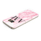 Personalised Pink Marble Monogrammed Samsung Galaxy Case Top Cutout