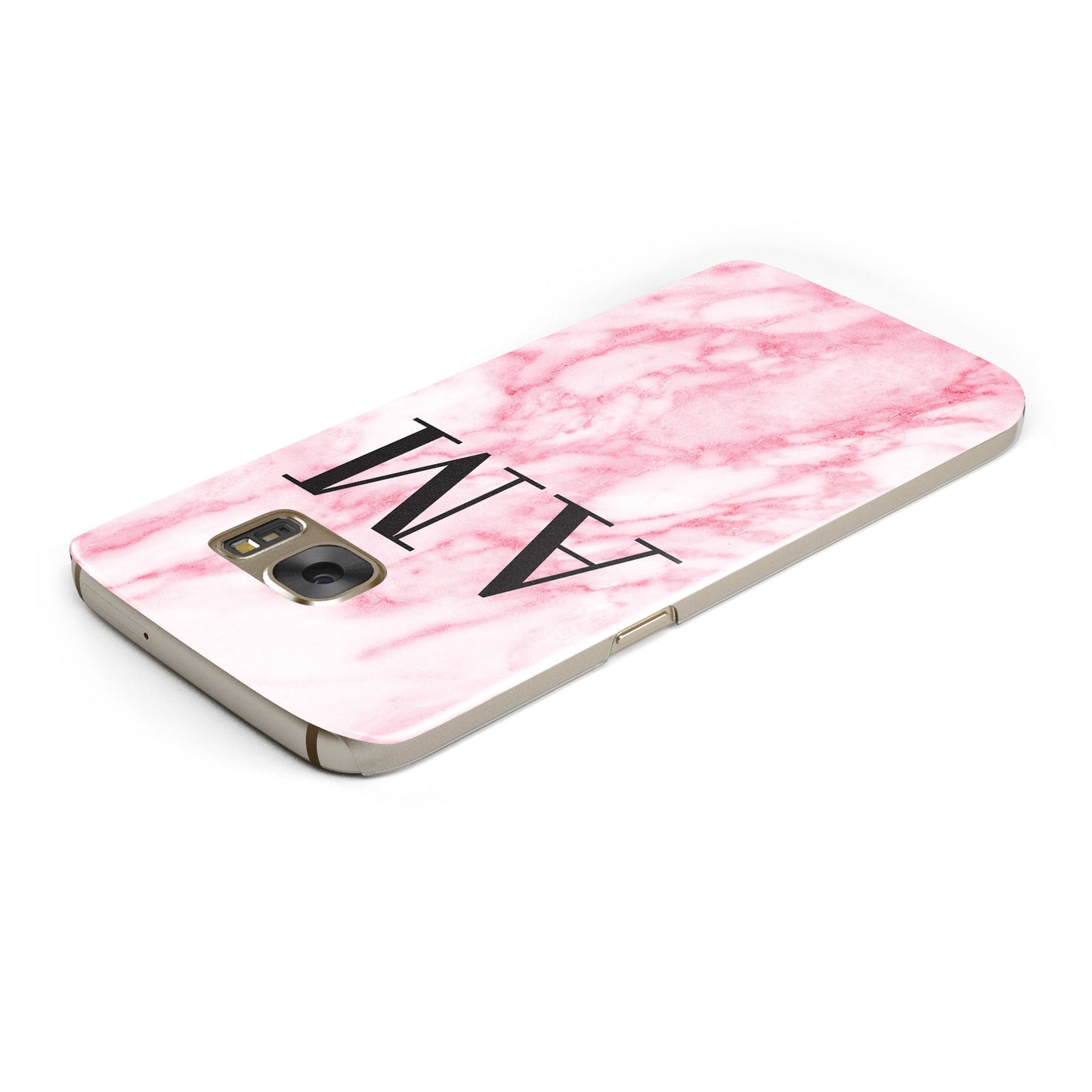 Personalised Pink Marble Monogrammed Samsung Galaxy Case Top Cutout