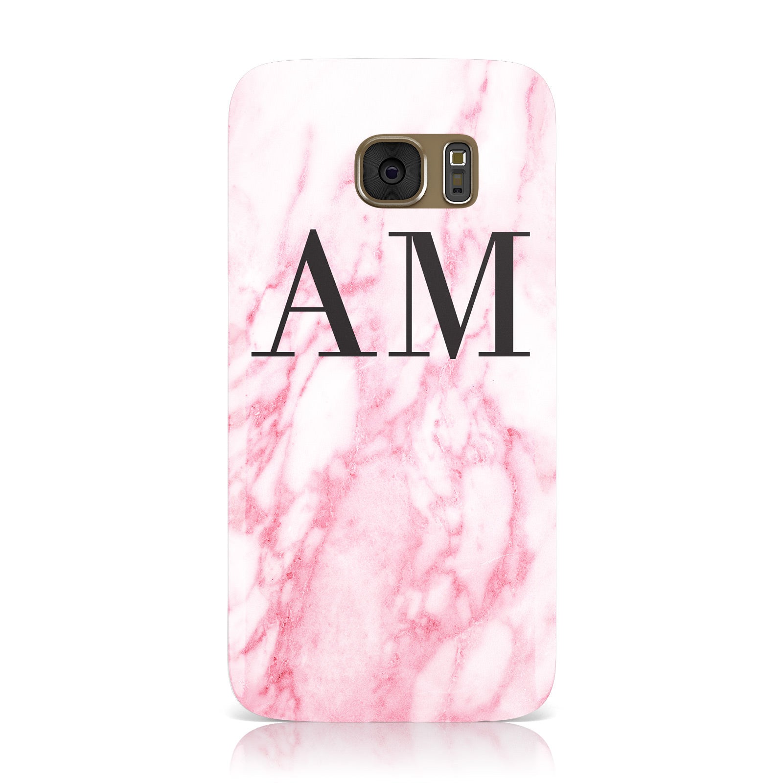 Personalised Pink Marble Monogrammed Samsung Galaxy Case