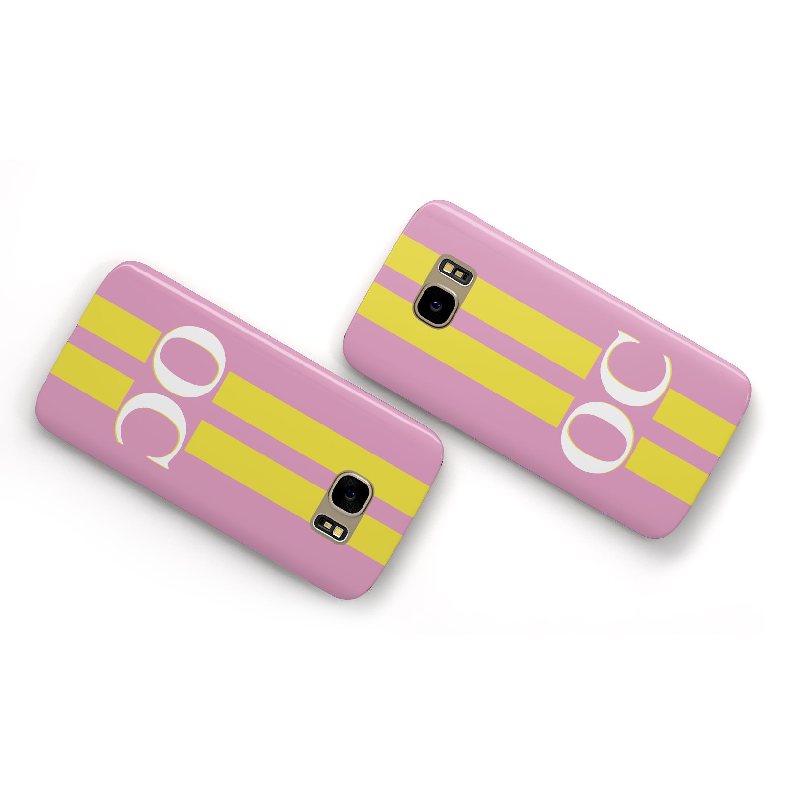 Pink Personalised Initials Samsung Galaxy Case Flat Overview