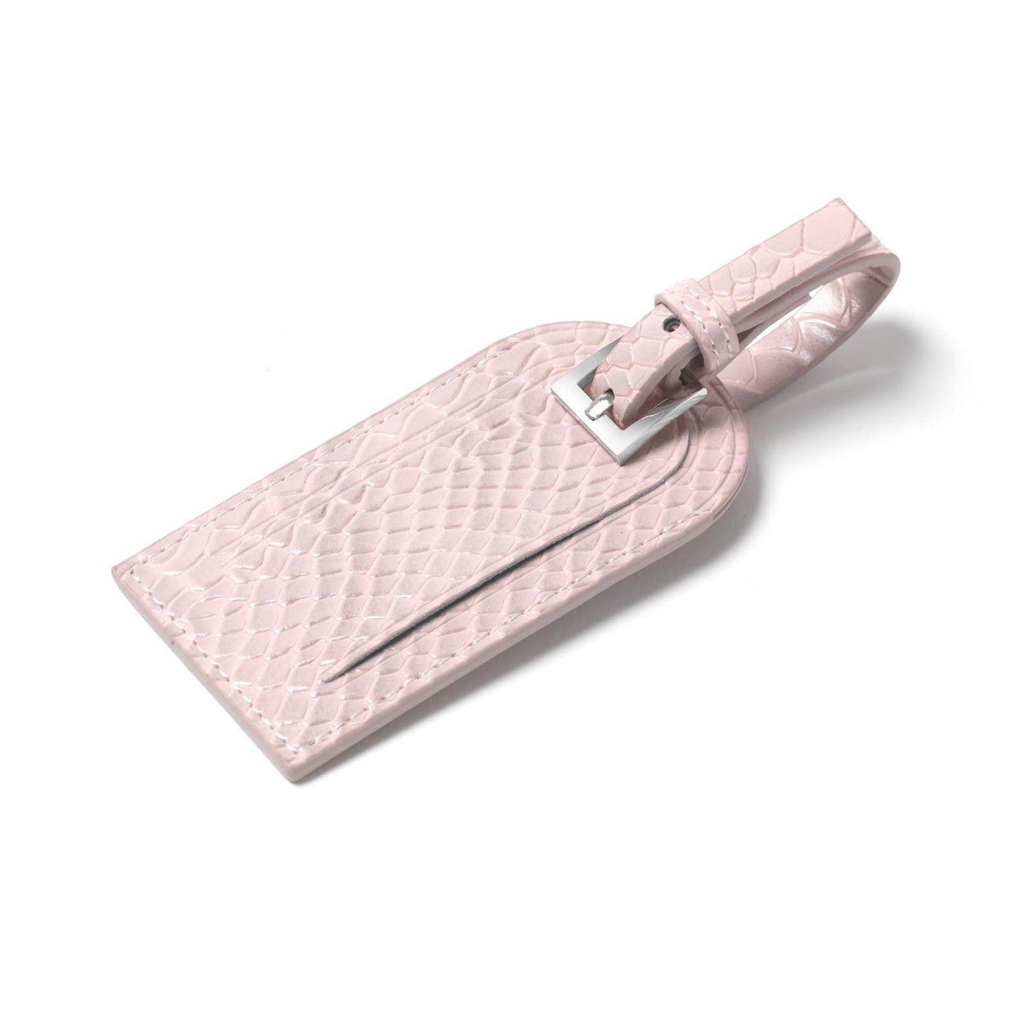 Personalised Pink Python Leather Luggage Tag Side image