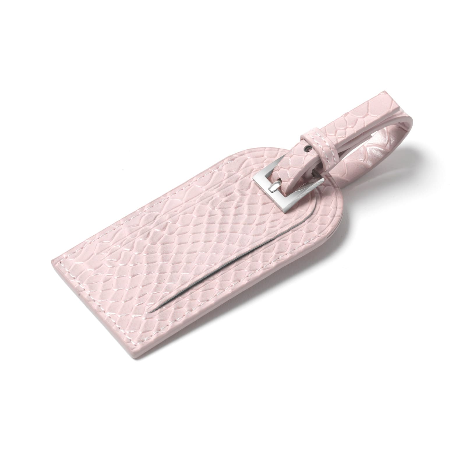 Personalised Pink Python Leather Luggage Tag Side image