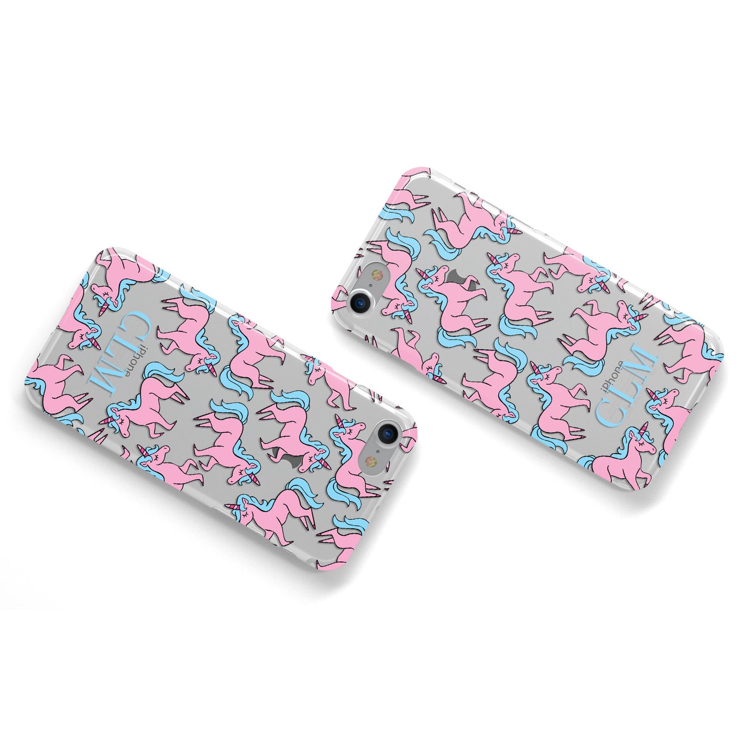 Pink Unicorn Personalised Apple iPhone Case Flat Overview