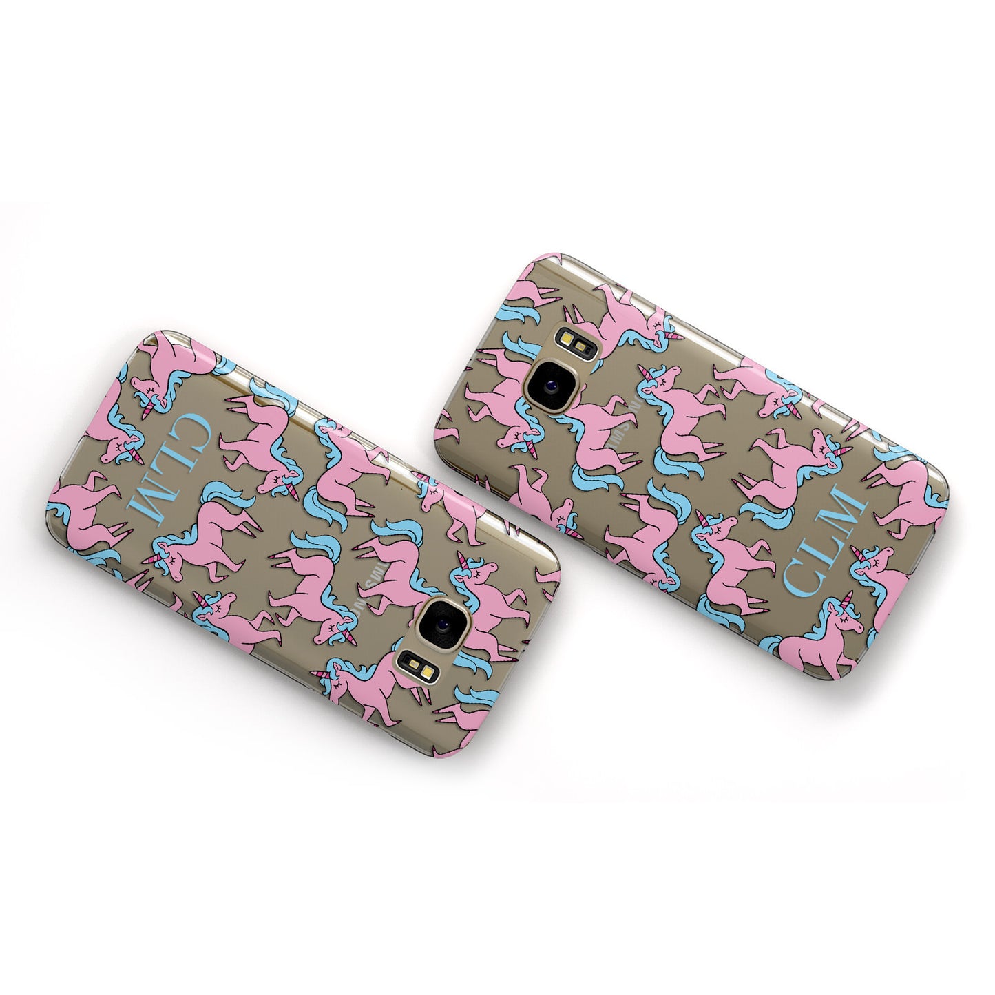 Pink Unicorn Personalised Samsung Galaxy Case Flat Overview
