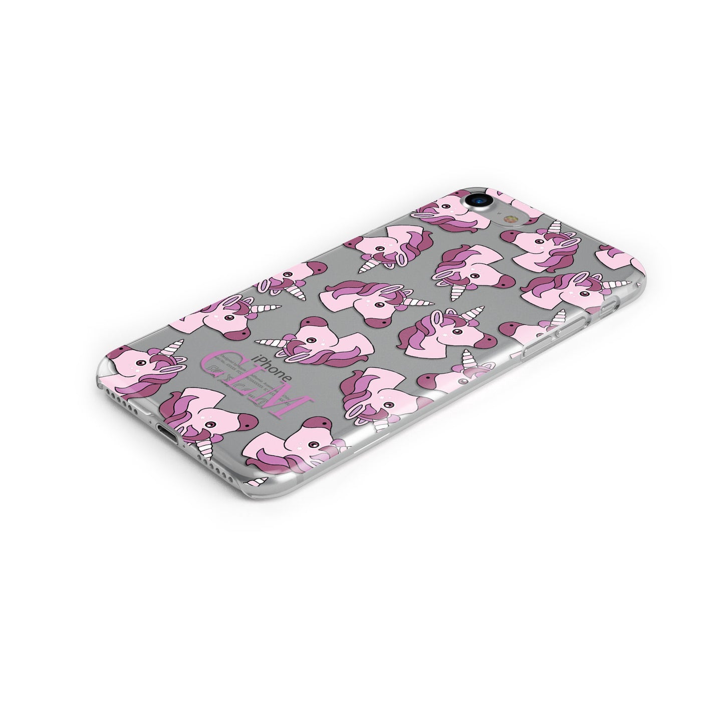 Pink Unicorns Personalised Apple iPhone Case Bottom Cutout