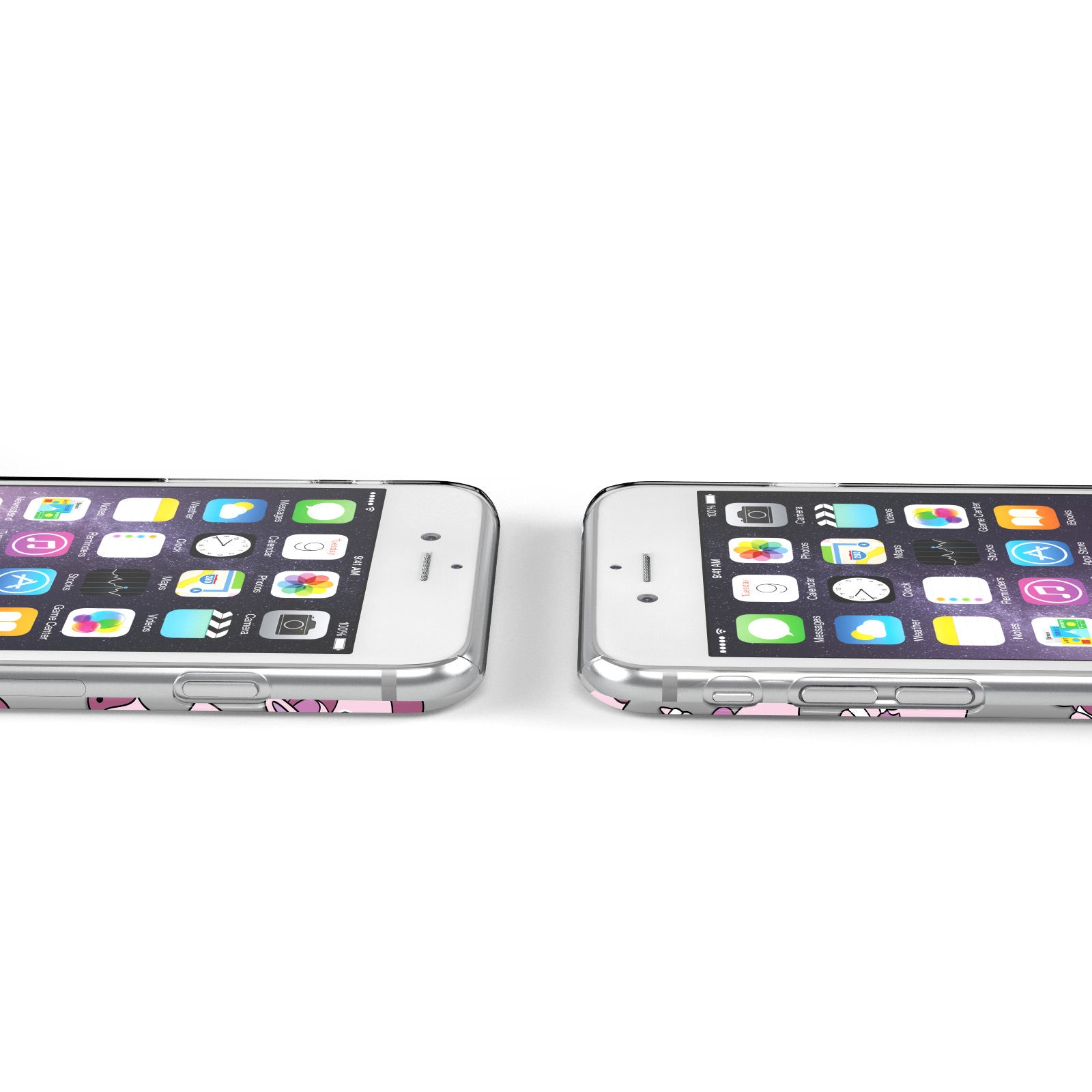 Pink Unicorns Personalised Apple iPhone Case Ports Cutout