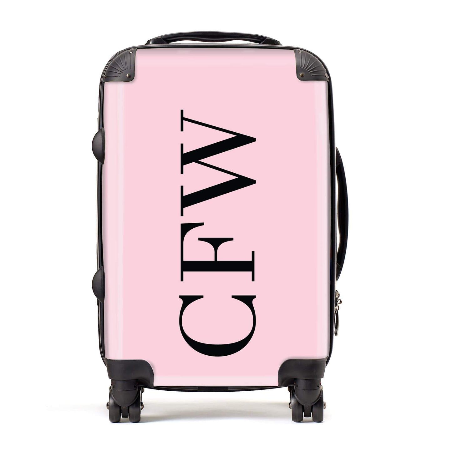 Pink with Black Initials Personalised Suitcase