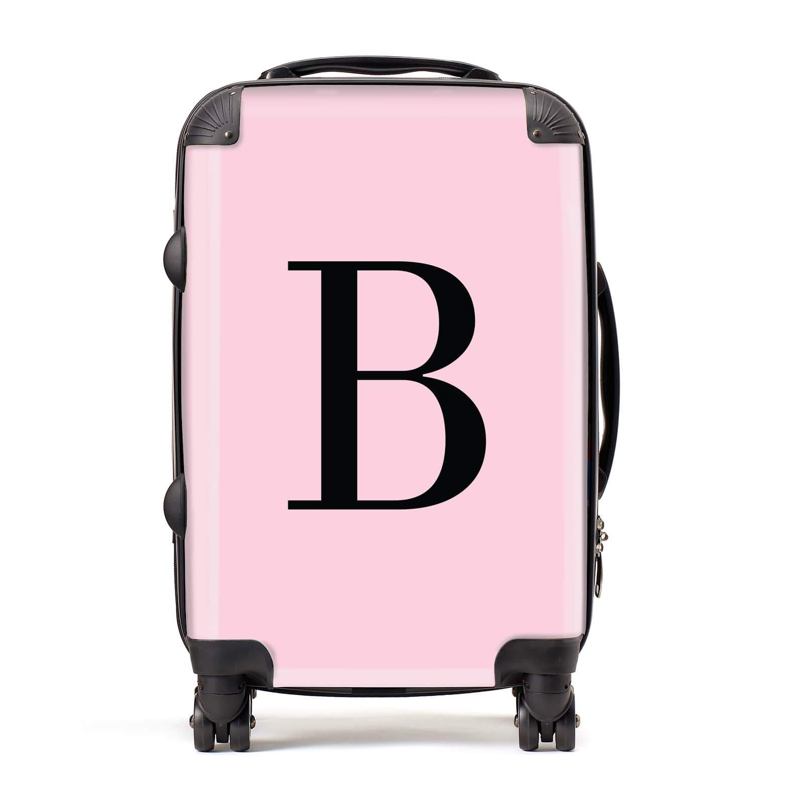 Pink with Black Personalised Monogram Suitcase