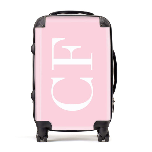 Pink with Large White Initials Personalised Suitcase