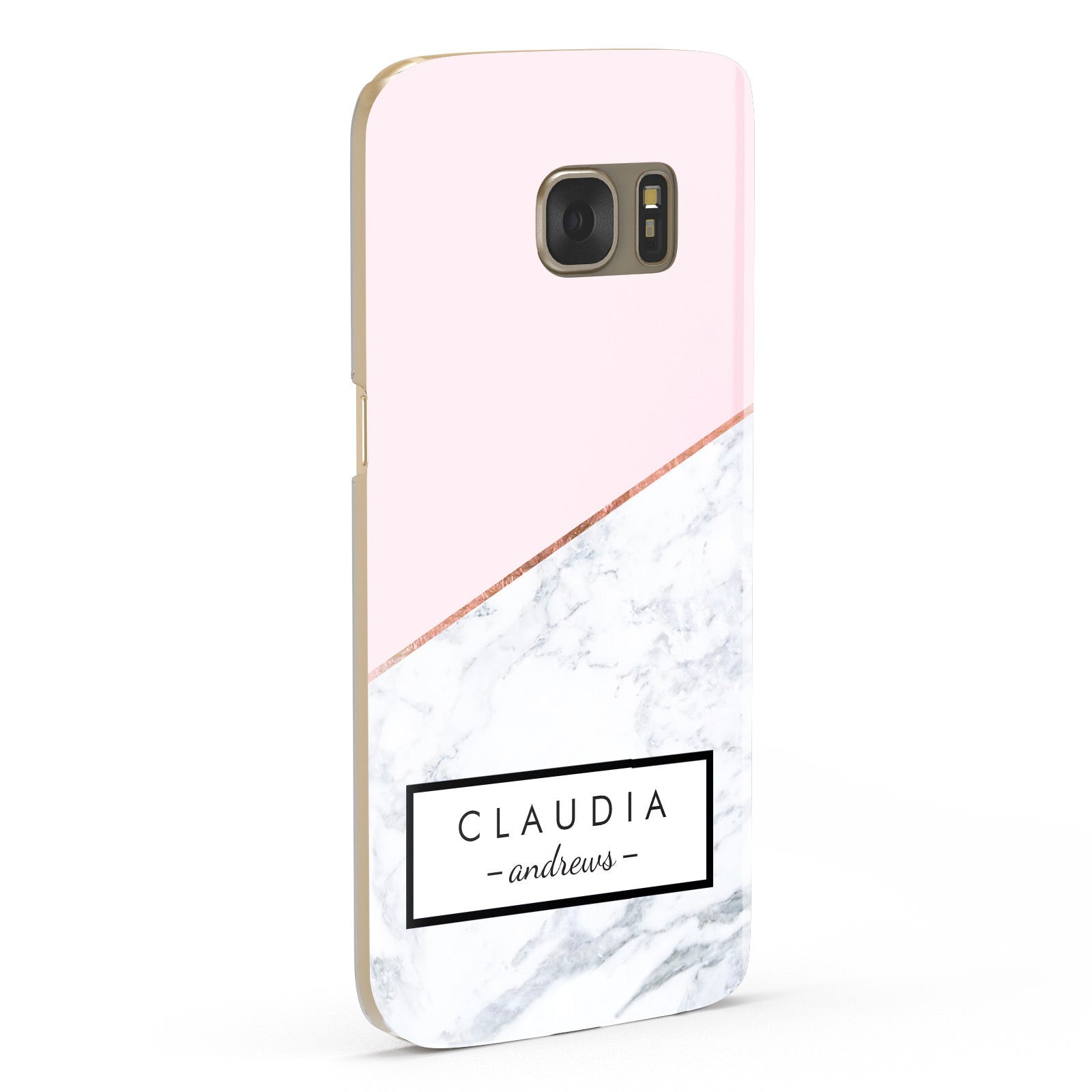 Personalised Pink With Marble Initials Name Samsung Galaxy Case Fourty Five Degrees