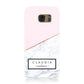 Personalised Pink With Marble Initials Name Samsung Galaxy Case