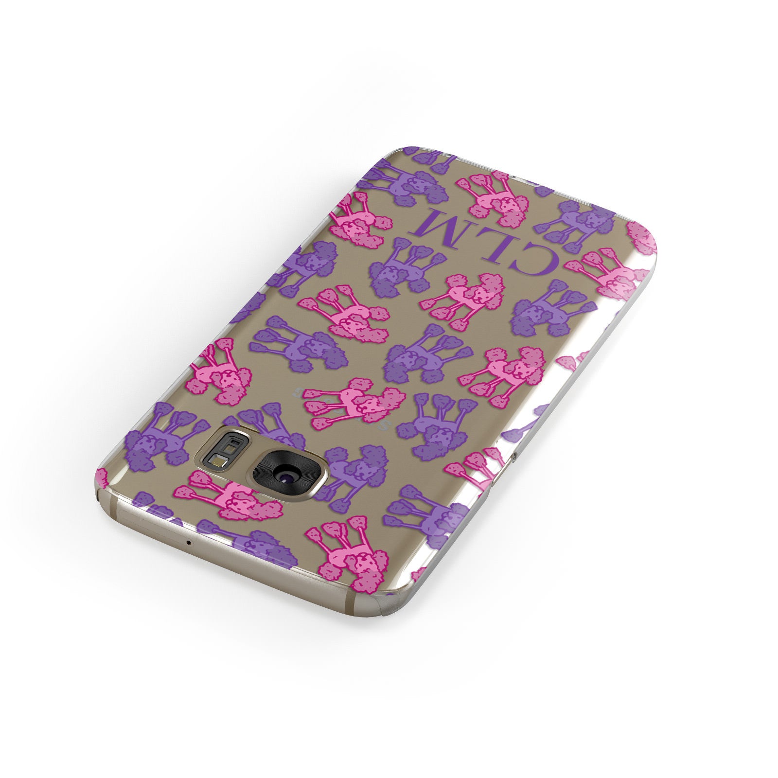 Personalised Poodle Initials Clear Samsung Galaxy Case Front Close Up