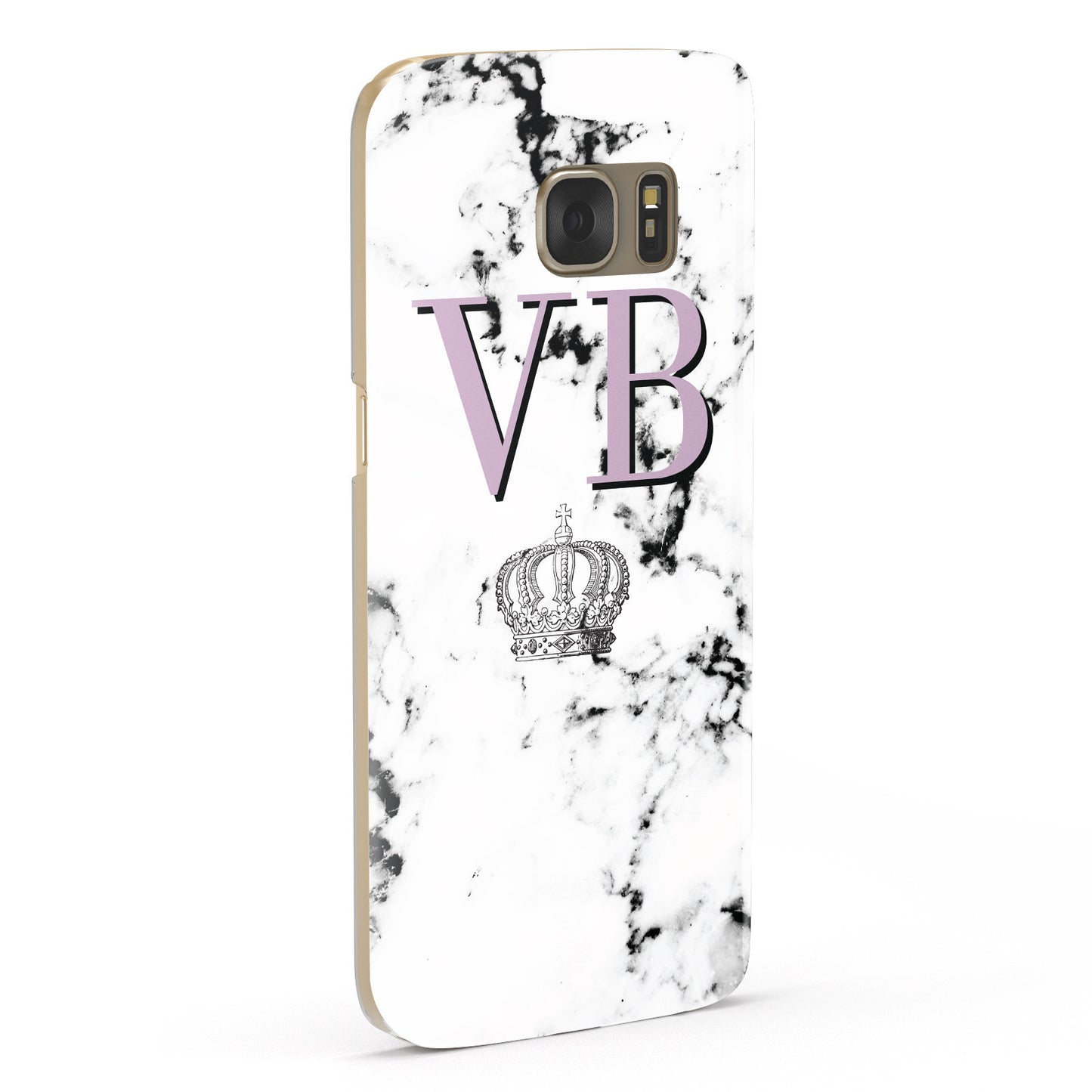 Personalised Princess Crown Initials Marble Samsung Galaxy Case Fourty Five Degrees