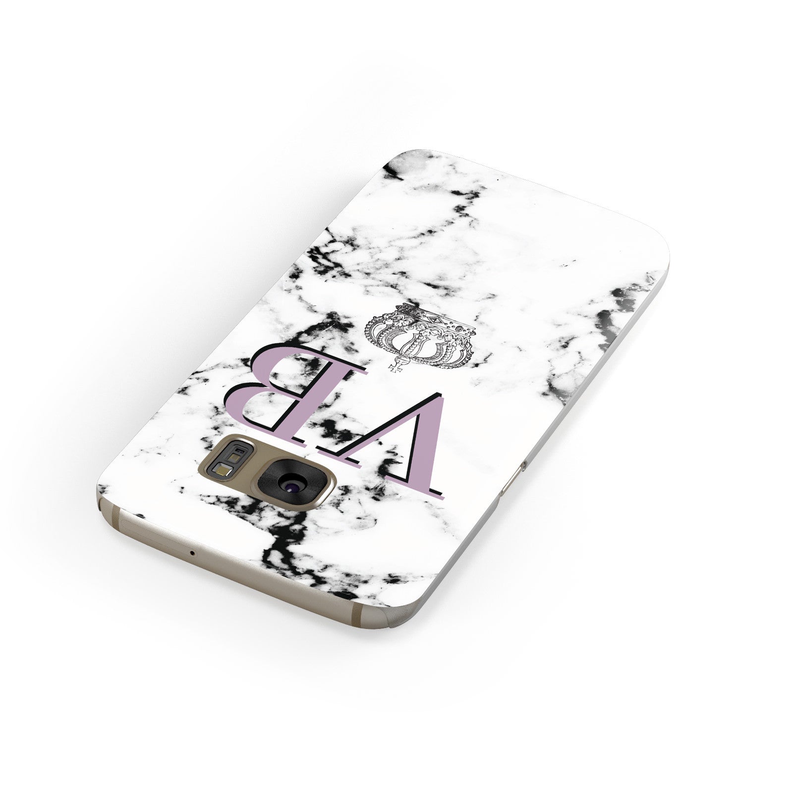 Personalised Princess Crown Initials Marble Samsung Galaxy Case Front Close Up