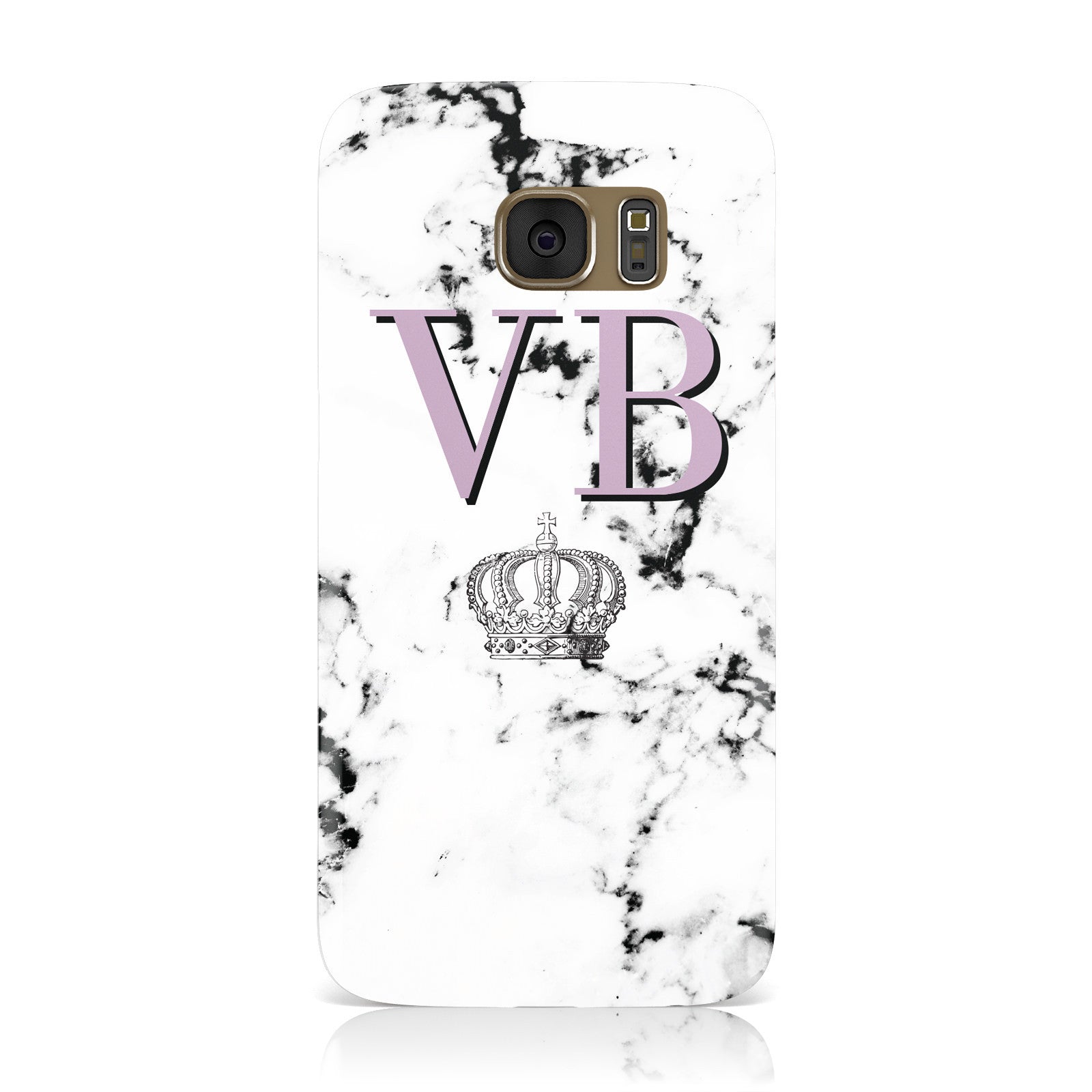 Personalised Princess Crown Initials Marble Samsung Galaxy Case