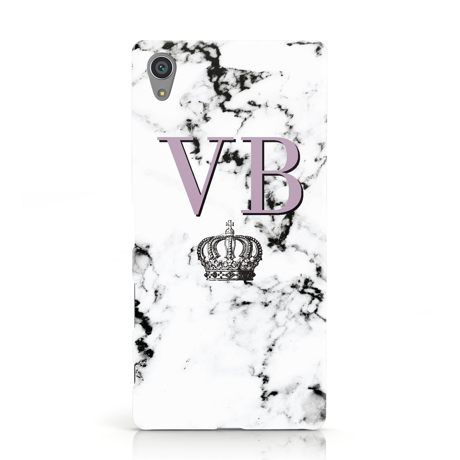 Personalised Princess Crown Initials Marble Sony Xperia Case