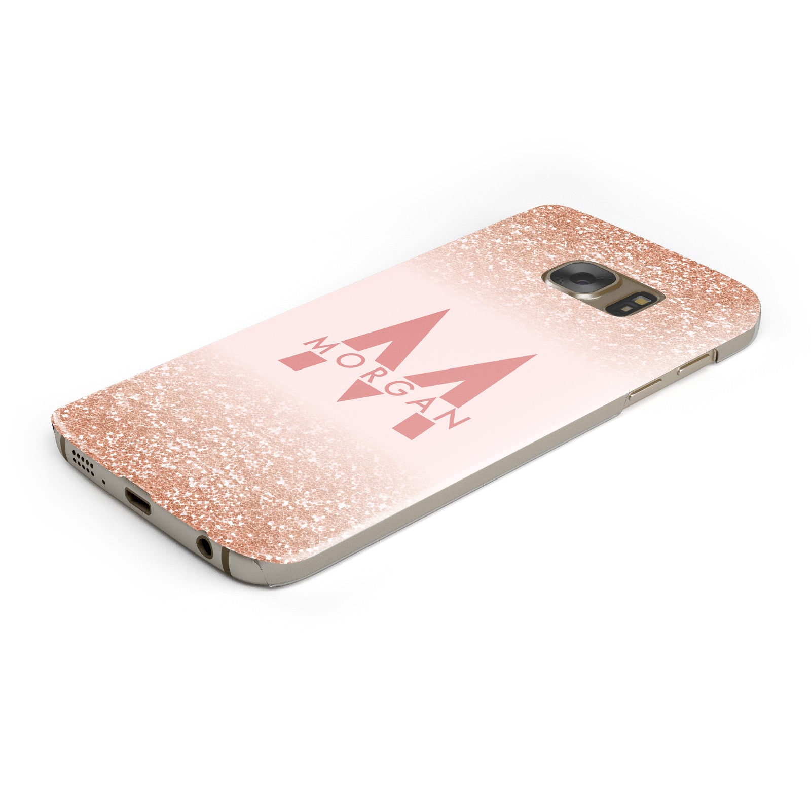 Personalised Printed Glitter Name Initials Samsung Galaxy Case Bottom Cutout