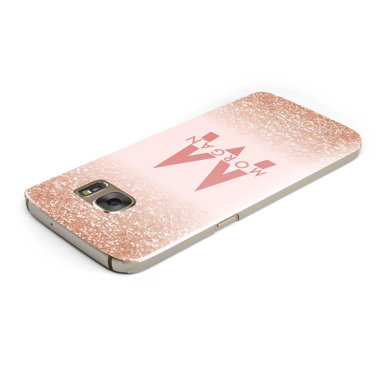 Personalised Printed Glitter Name Initials Samsung Galaxy Case Top Cutout