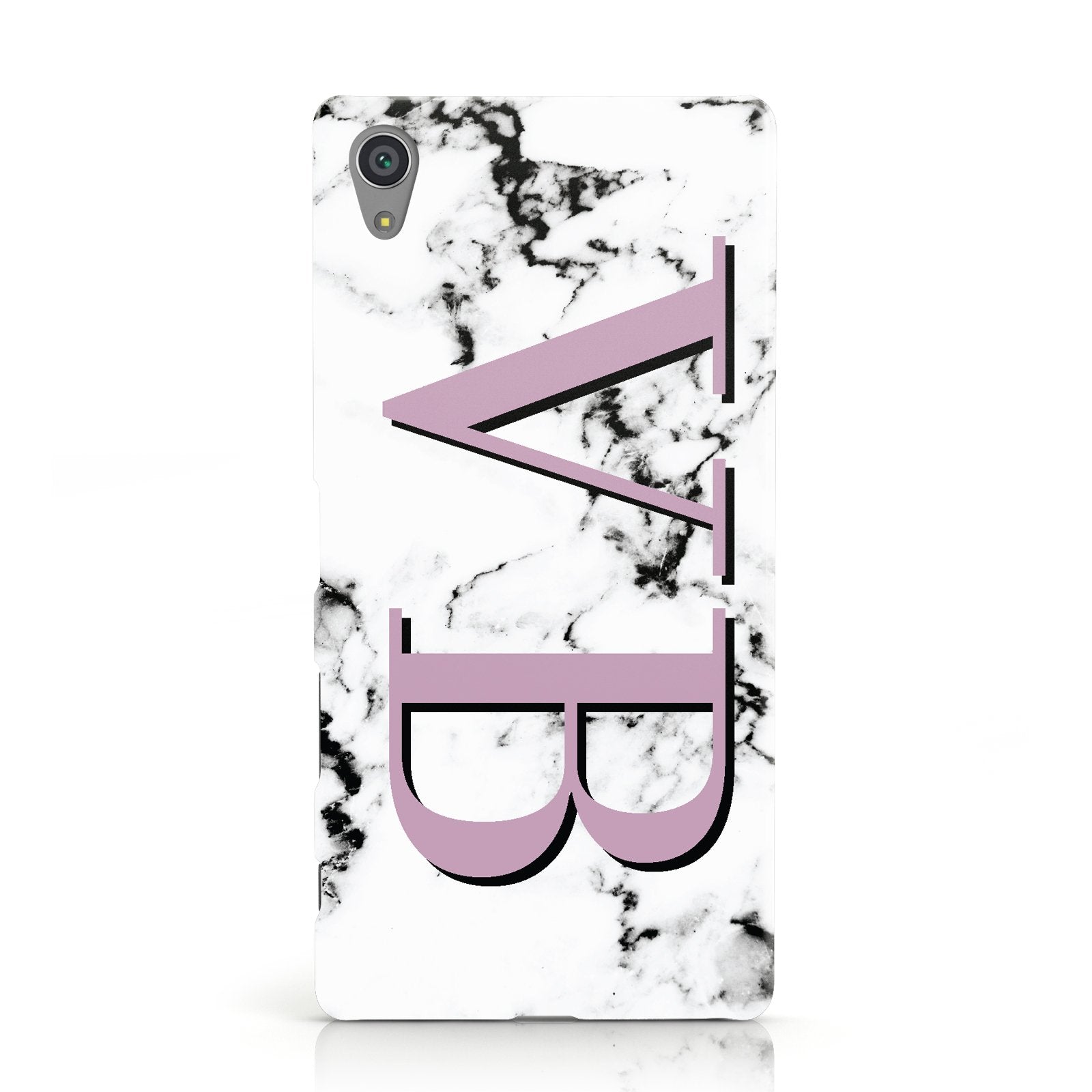 Personalised Purple Big Initials Marble Sony Xperia Case