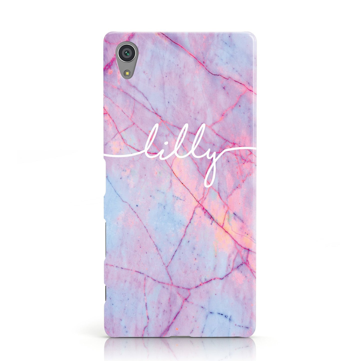 Personalised Purple Marble & Name Sony Xperia Case