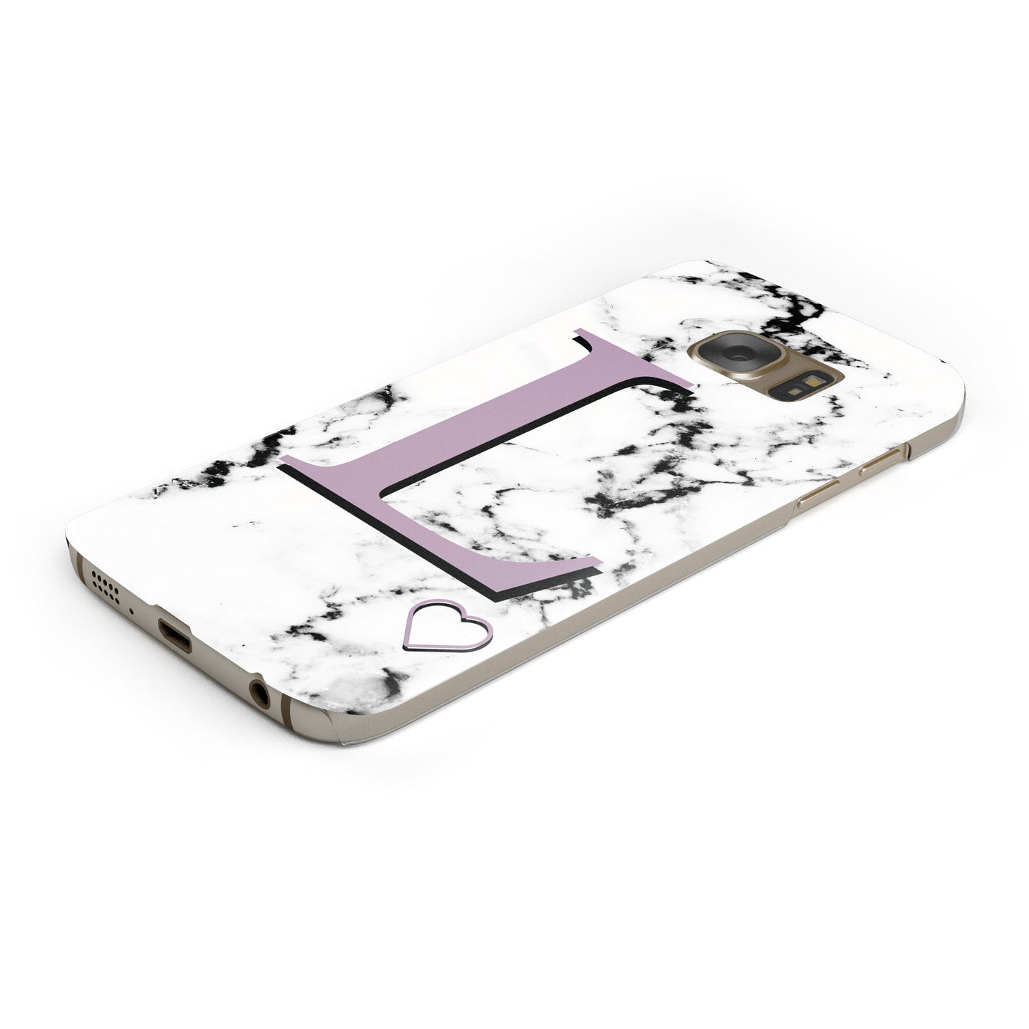Personalised Purple Monogram Marble Heart Samsung Galaxy Case Bottom Cutout
