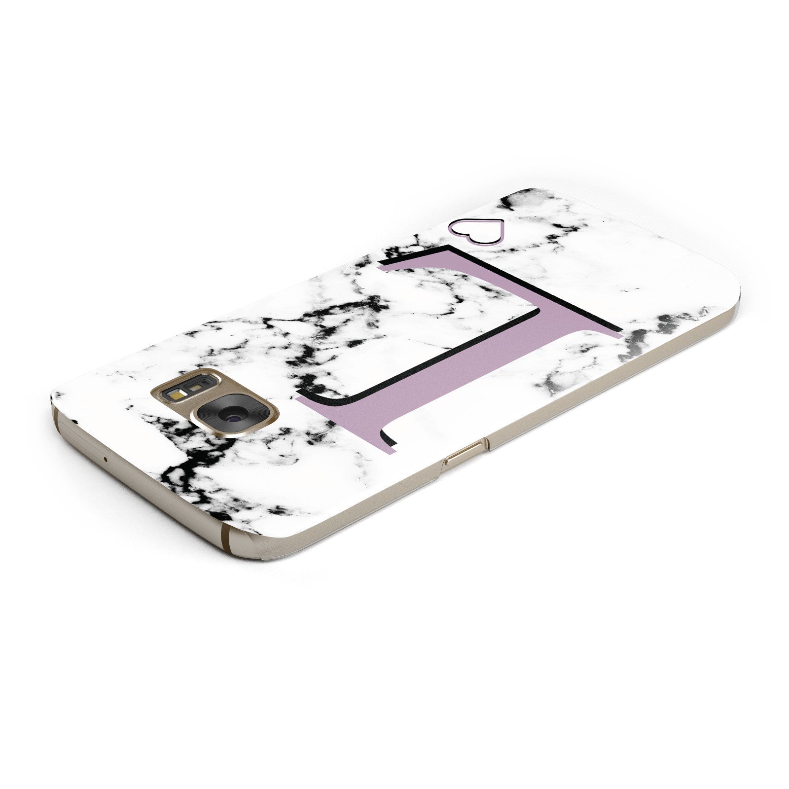 Personalised Purple Monogram Marble Heart Samsung Galaxy Case Top Cutout