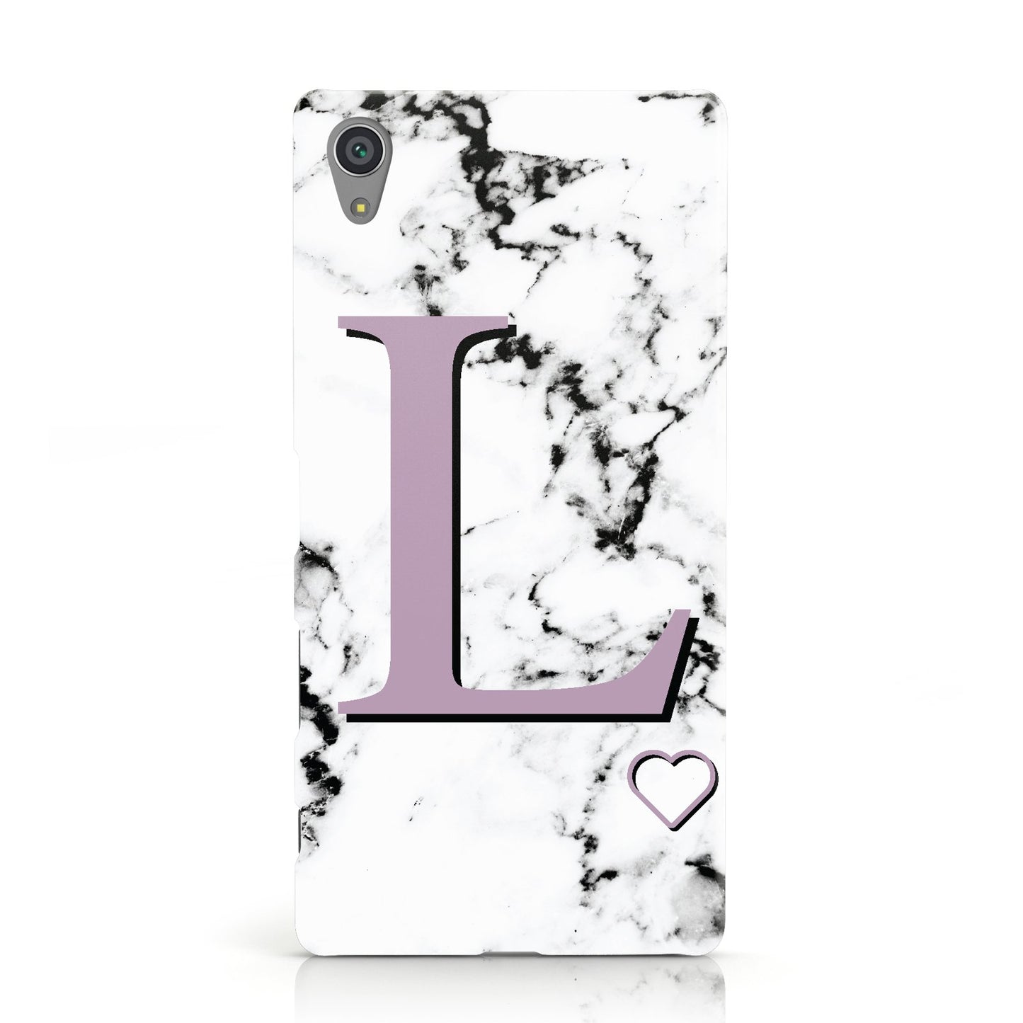 Personalised Purple Monogram Marble Heart Sony Xperia Case