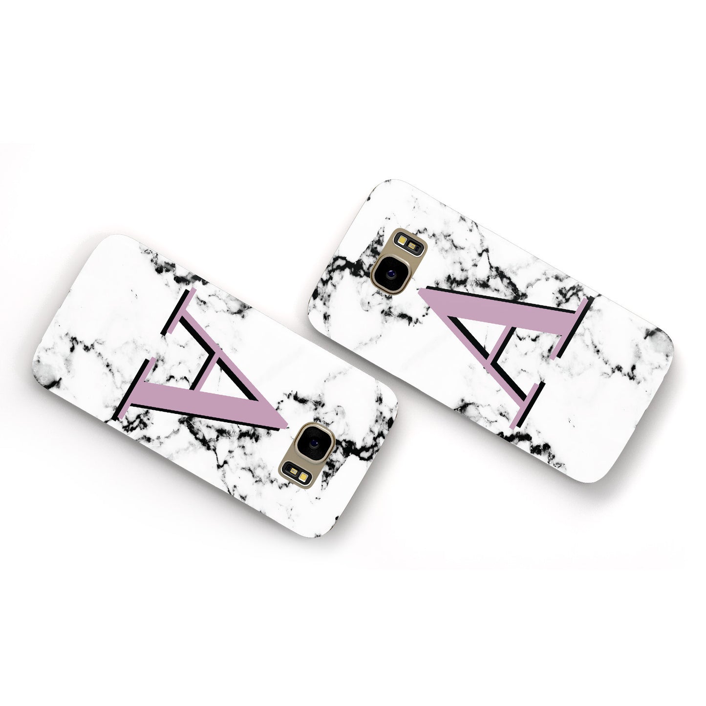 Personalised Purple Single Initial Marble Samsung Galaxy Case Flat Overview