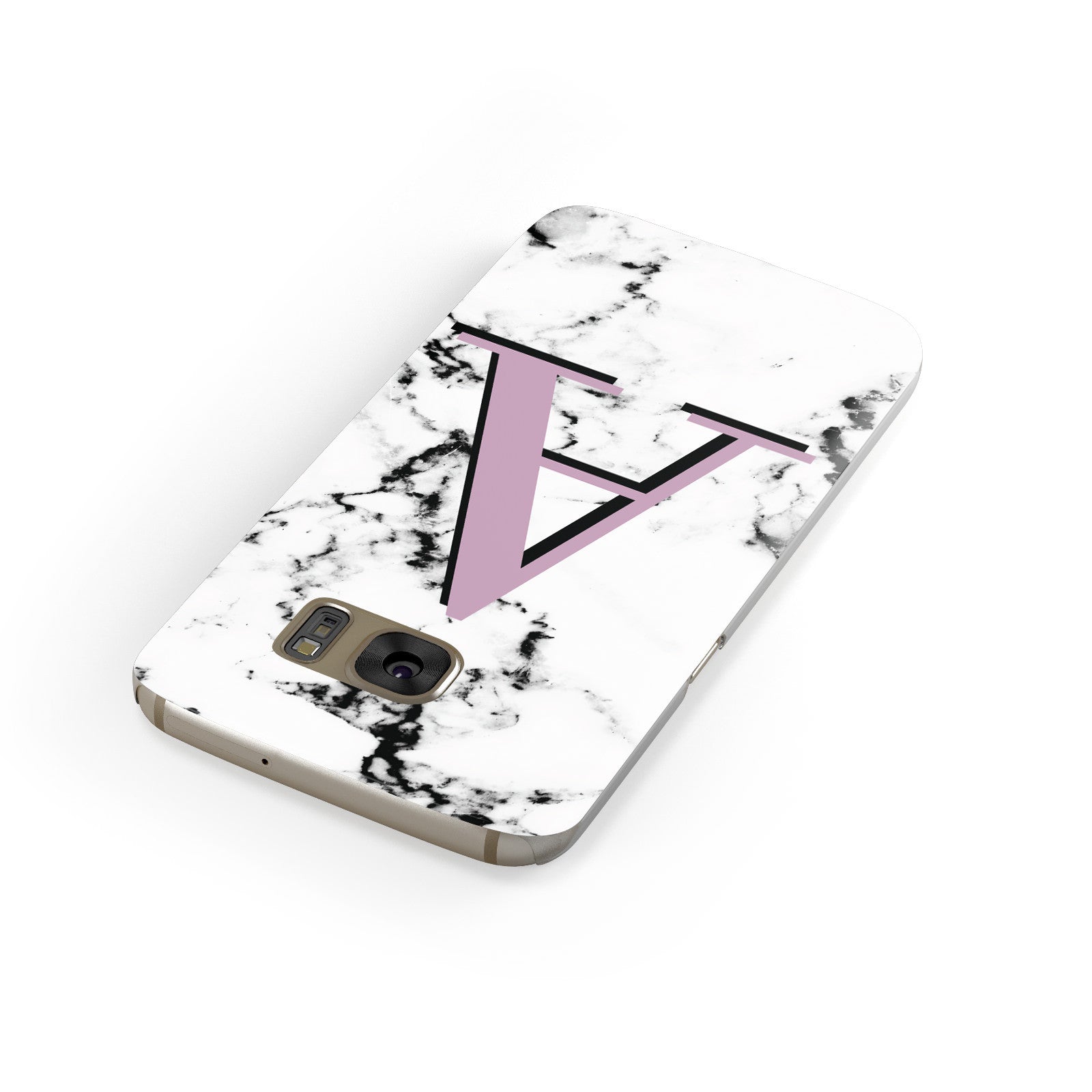 Personalised Purple Single Initial Marble Samsung Galaxy Case Front Close Up