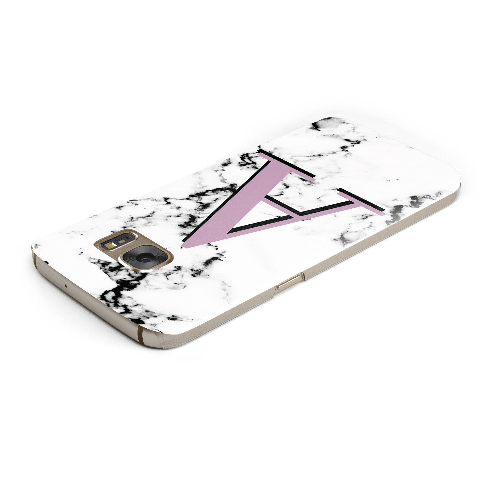 Personalised Purple Single Initial Marble Samsung Galaxy Case Top Cutout