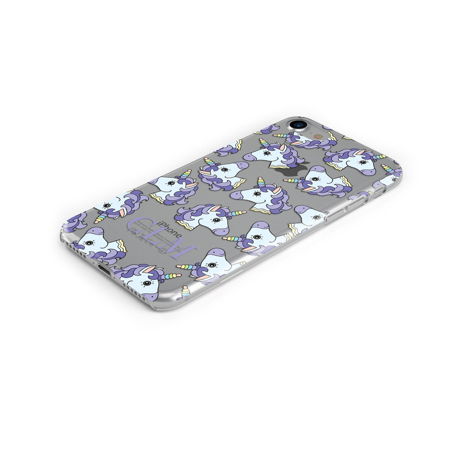 Purple Unicorn Personalised Apple iPhone Case Bottom Cutout