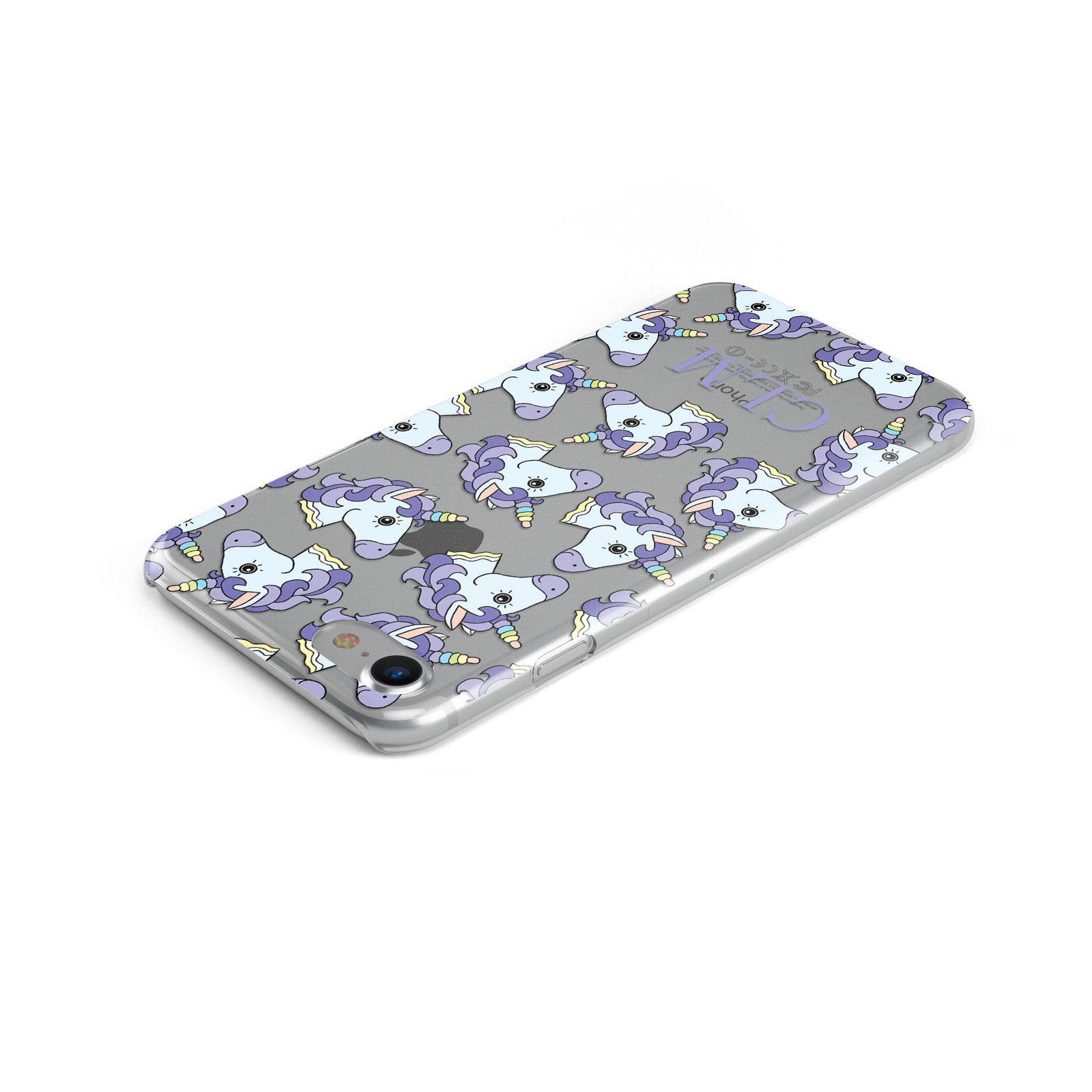 Purple Unicorn Personalised Apple iPhone Case Top Cutout