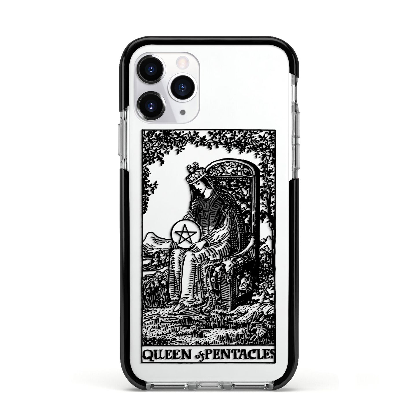 Queen of Pentacles Monochrome Apple iPhone 11 Pro in Silver with Black Impact Case