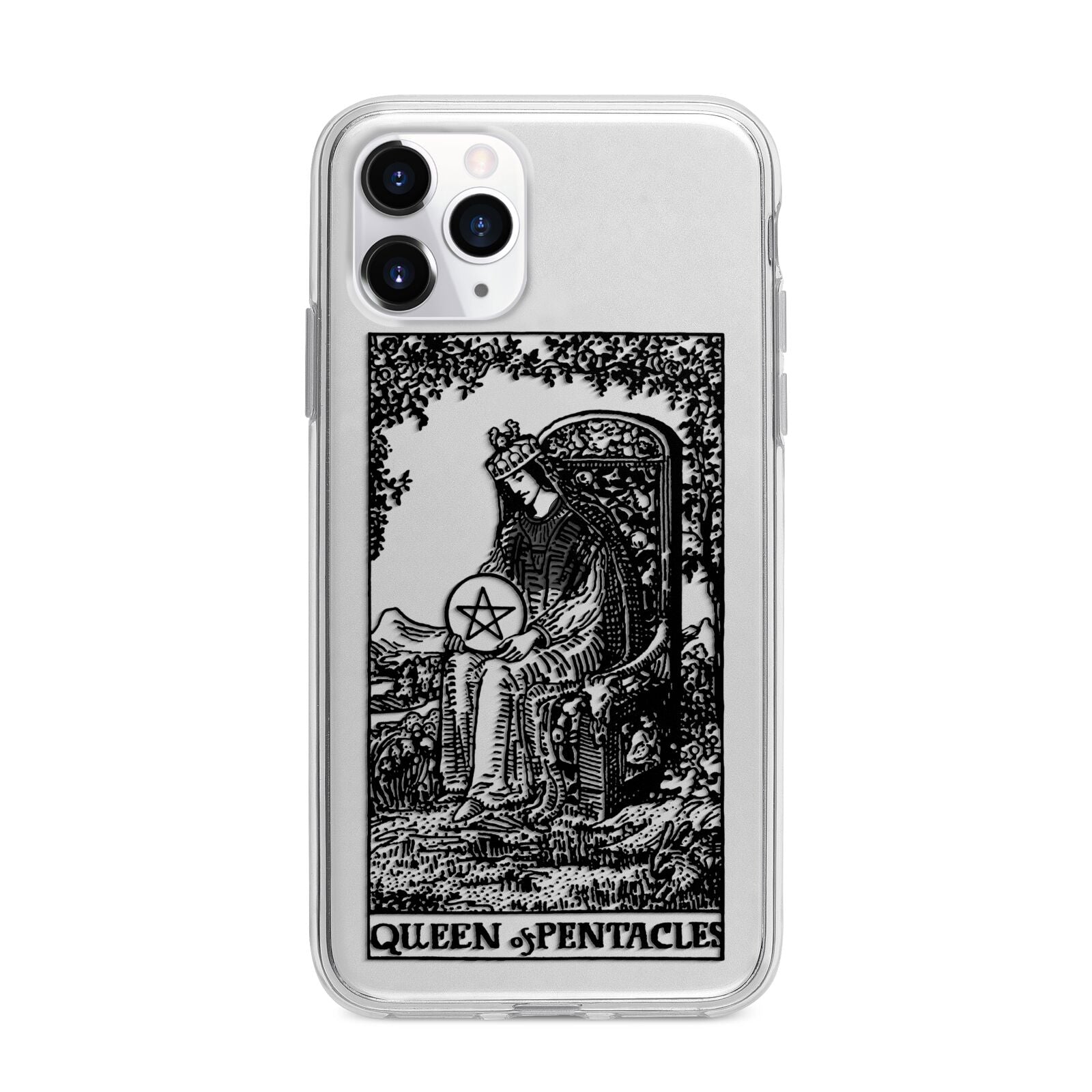 Queen of Pentacles Monochrome Apple iPhone 11 Pro in Silver with Bumper Case