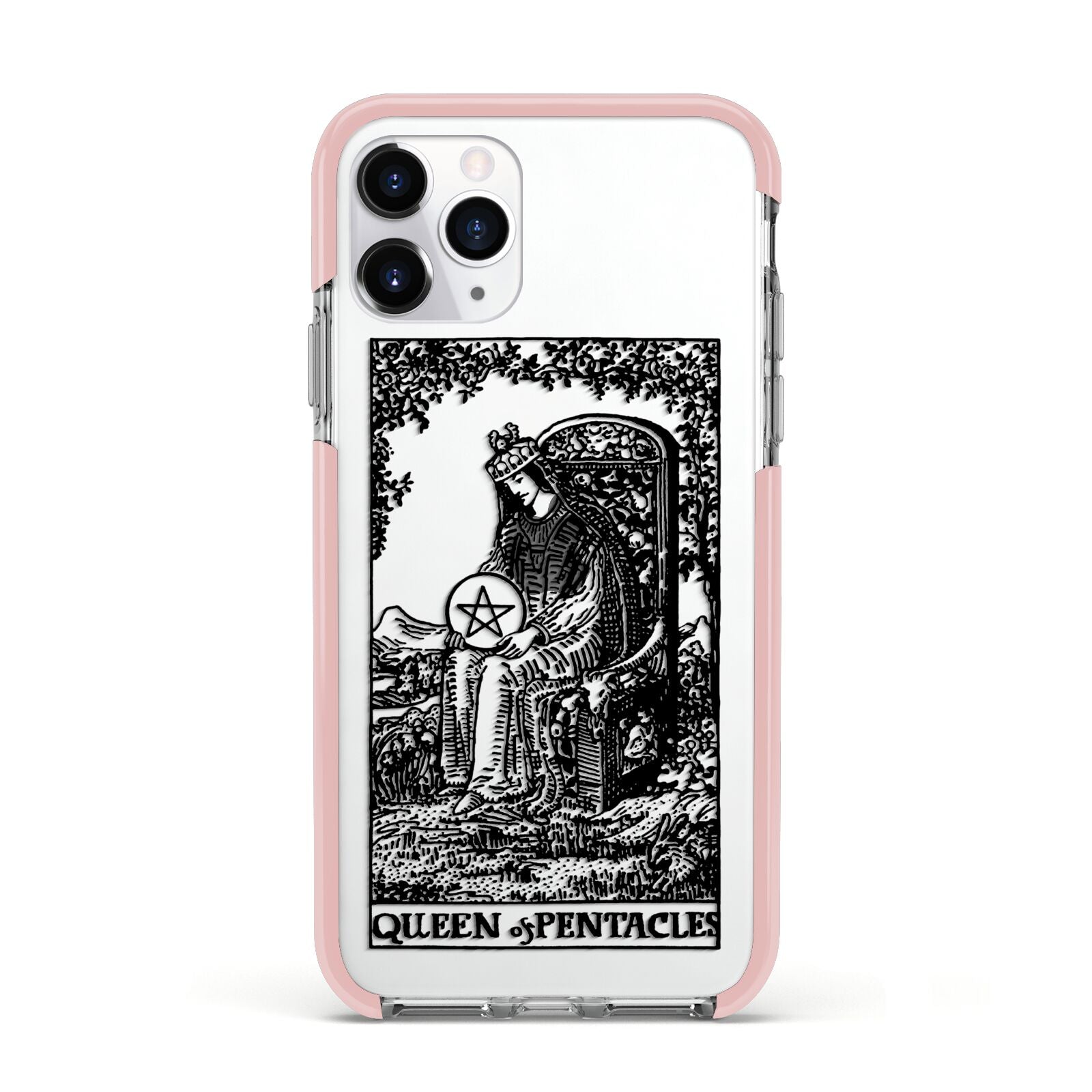 Queen of Pentacles Monochrome Apple iPhone 11 Pro in Silver with Pink Impact Case