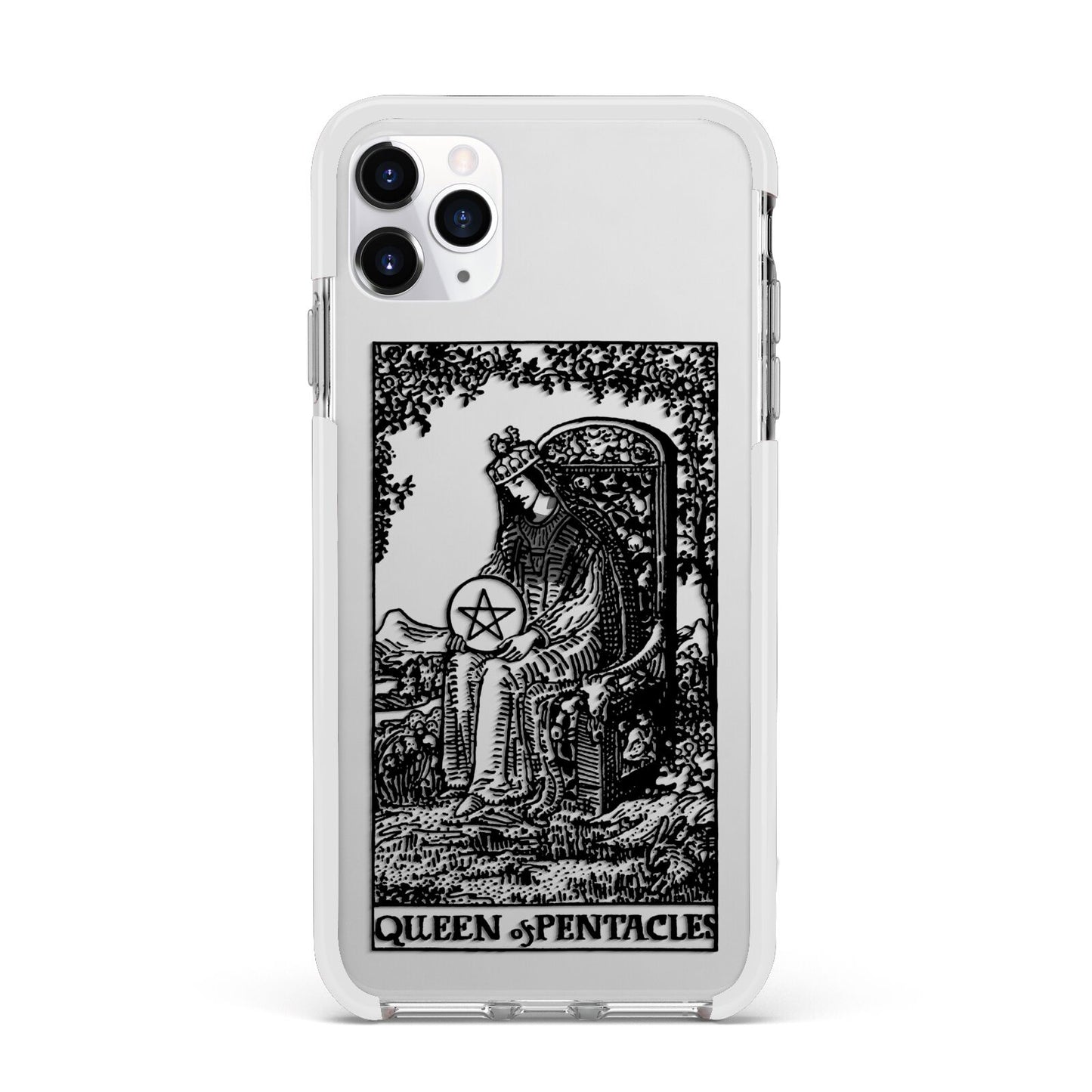 Queen of Pentacles Monochrome Apple iPhone 11 Pro Max in Silver with White Impact Case