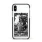 Queen of Pentacles Monochrome Apple iPhone Xs Impact Case Black Edge on Silver Phone
