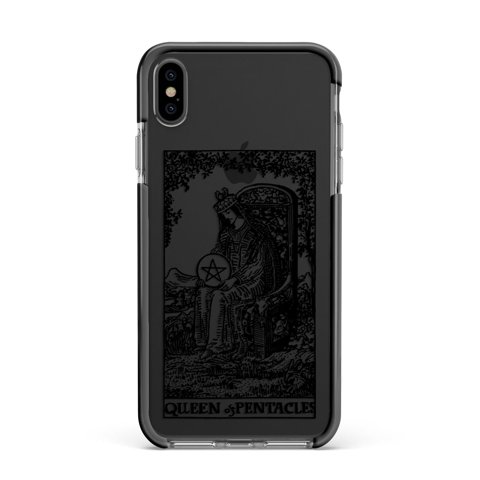 Queen of Pentacles Monochrome Apple iPhone Xs Max Impact Case Black Edge on Black Phone