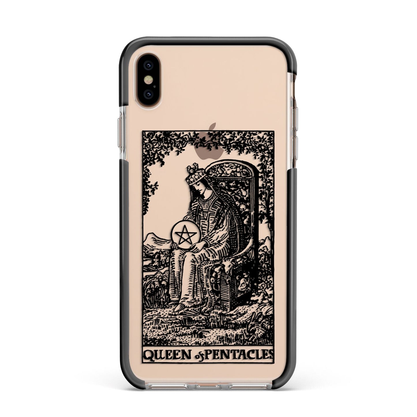 Queen of Pentacles Monochrome Apple iPhone Xs Max Impact Case Black Edge on Gold Phone