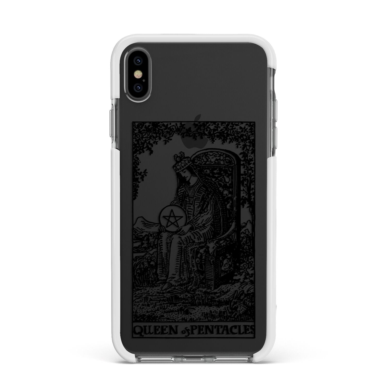 Queen of Pentacles Monochrome Apple iPhone Xs Max Impact Case White Edge on Black Phone