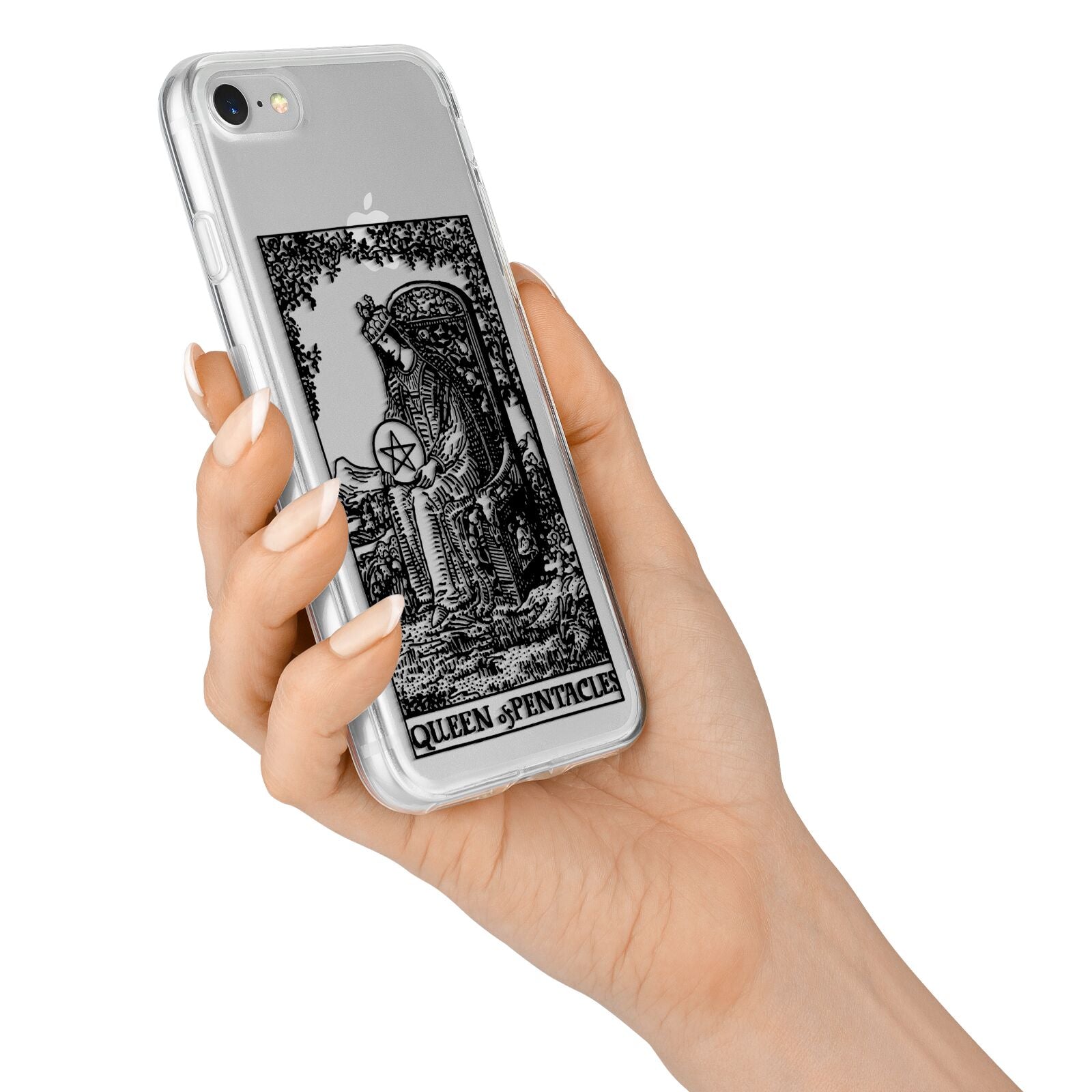 Queen of Pentacles Monochrome iPhone 7 Bumper Case on Silver iPhone Alternative Image