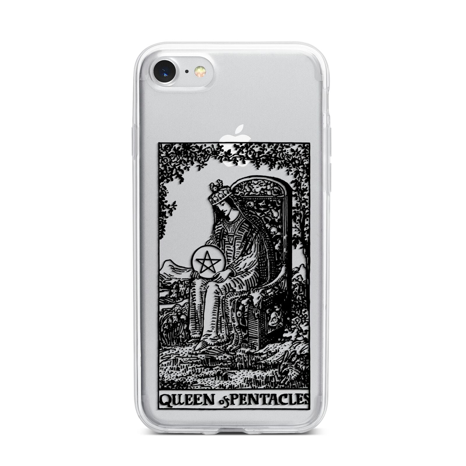 Queen of Pentacles Monochrome iPhone 7 Bumper Case on Silver iPhone