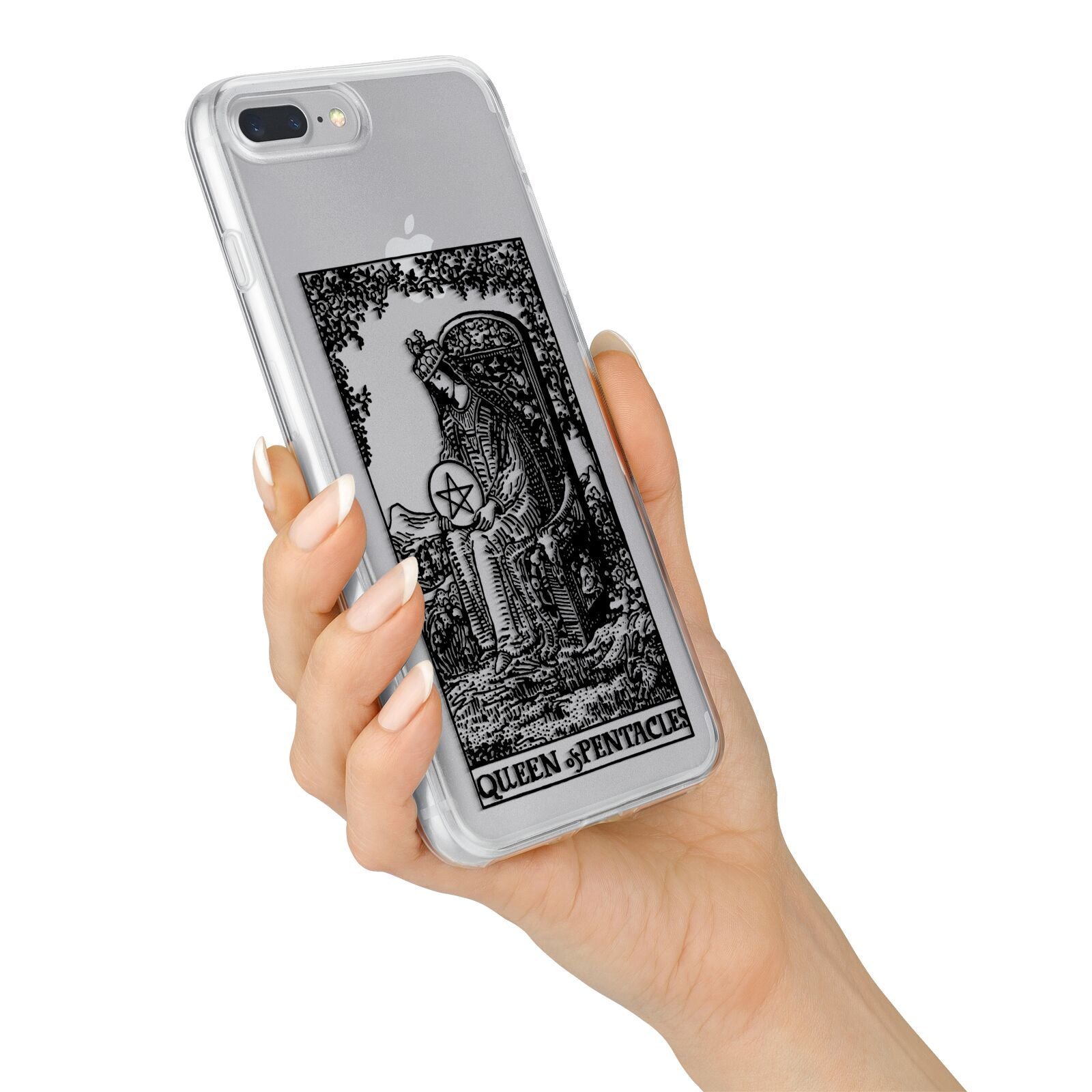 Queen of Pentacles Monochrome iPhone 7 Plus Bumper Case on Silver iPhone Alternative Image