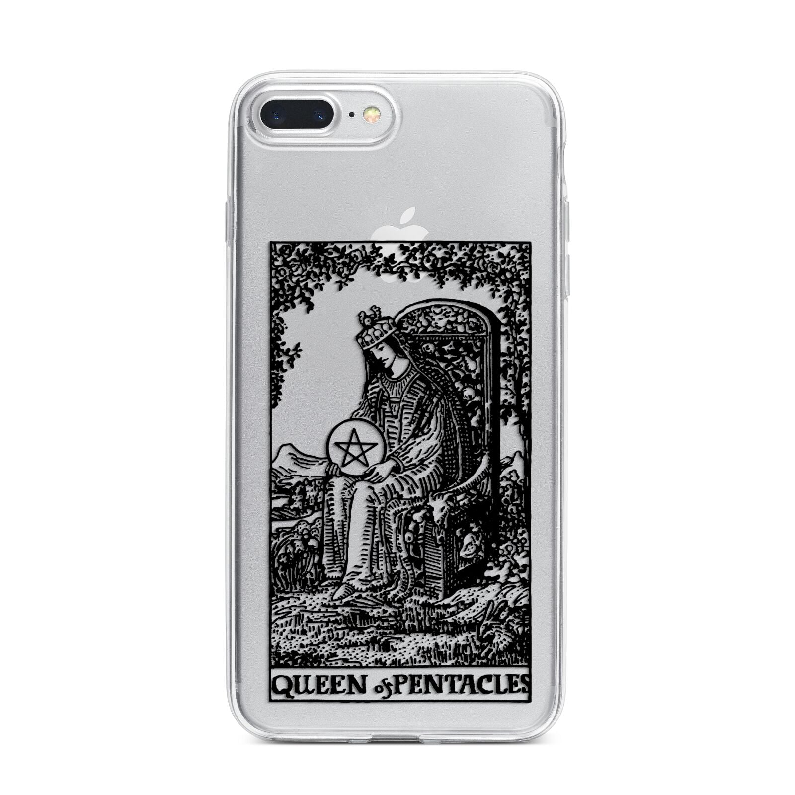 Queen of Pentacles Monochrome iPhone 7 Plus Bumper Case on Silver iPhone