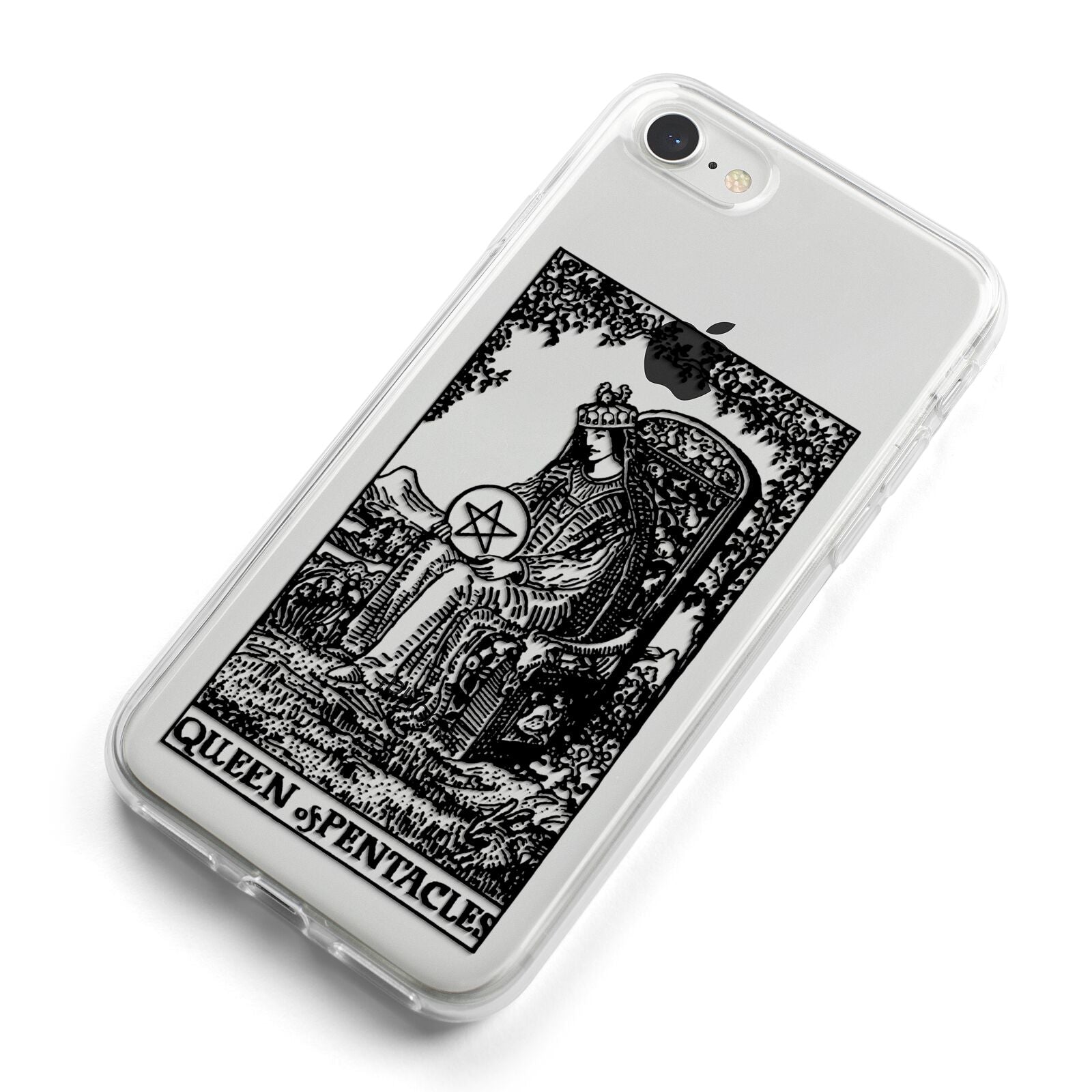 Queen of Pentacles Monochrome iPhone 8 Bumper Case on Silver iPhone Alternative Image